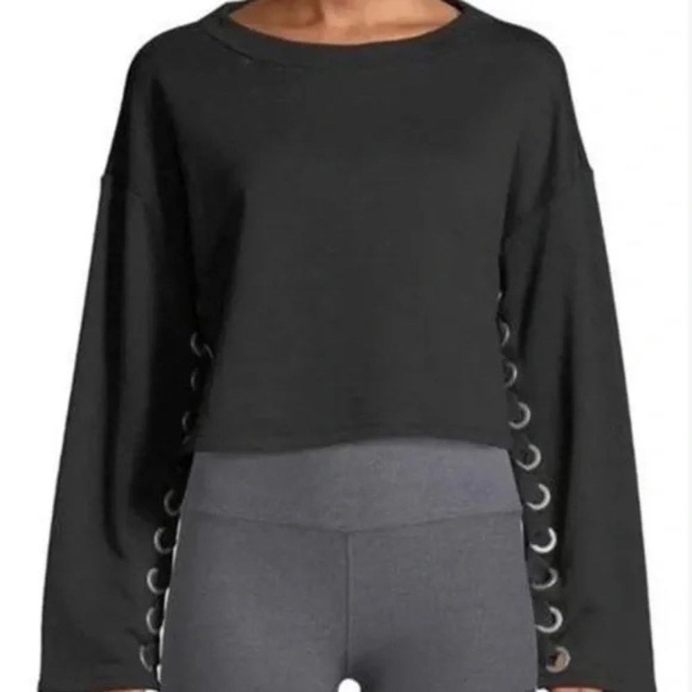 ALO Crewneck Sweatshirt Crop Top Black Size Small